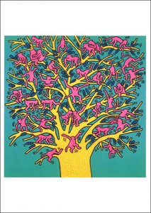 ポストカード アート ヘリング「猿たちの樹」 郵便はがき メッセージカード