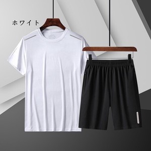 メンズ 氷糸 速乾 通気 カジュアル 丸襟 Tシャツ+スポーツパンツ 2点セット BQ2844