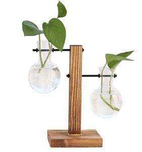 創意木棚水培養花瓶緑羅ガラス花瓶生け花容器 BQ115