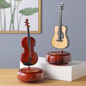 新しいバイオリン回転オルゴールアイデア家の装飾置物小さなプレゼント工芸 BQ176