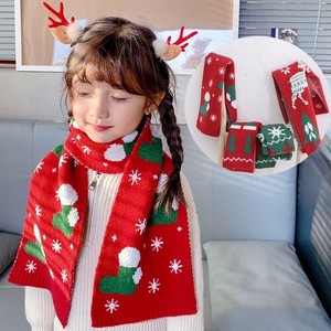 児童 スカーフ クリスマス メリヤス 長巾 マフラー BQ331