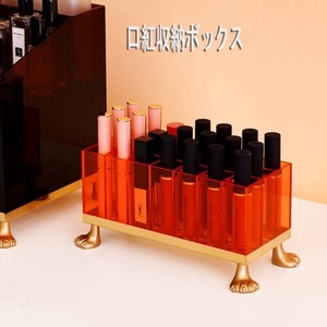 口紅収納ボックス卓上化粧品収納棚立て式大容量/オレンジ BQ483