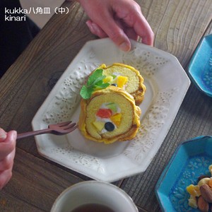 【益子焼】kukka八角皿（中）kinari