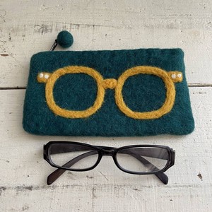 Wool Felt Eyeglass Pouch Cosme Pouch Eyeglass Case Pencil Case Handmade Tray Green