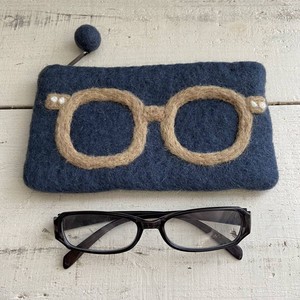 Wool Felt Eyeglass Pouch Cosme Pouch Eyeglass Case Pencil Case Handmade Tray Navy