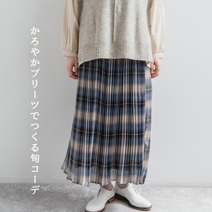 Synthetic Checkered Pleats Skirt