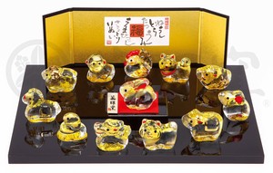 彩絵招福玻璃十二支飾り