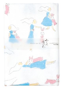 Double Gauze Funwari Hand Towel Light Pink Rabbit One-piece Dress