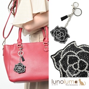 Key Ring Bag Charm Ladies Rose rose Flower Flower Monochrome Glitter
