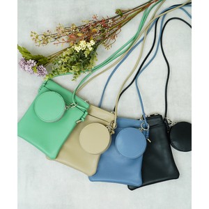 Round Mini Pouch Attached Synthetic Leather Shoulder Bag Fake Leather Pouch