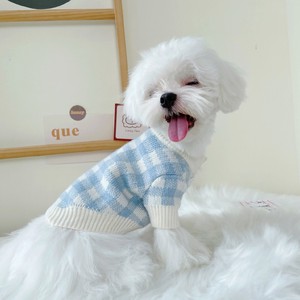 Dog Clothes Check Cardigan Sweater