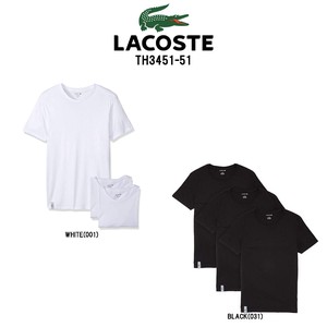 LACOSTE(ラコステ)クルーネック 無地 インナー Tシャツ ワンポイント 3枚組 半袖 メンズ TH3451-51