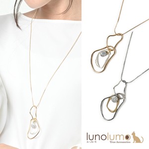Necklace Pendant Ladies Pave Glitter Rhinestone Bi-Color Gold Silver