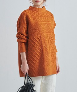 Patchwork Cable Knitted Tunic Pullover myke 2