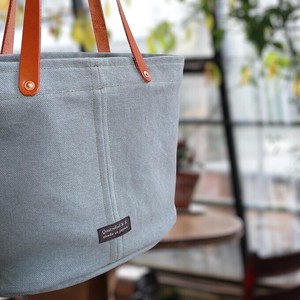 CANVAS Bucket Tote Leather Handle Ice Gray 2