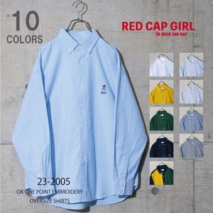 【22AW新作】RED CAP GIRL OXワンポイント刺繍 オーバーサイズBD長袖シャツ