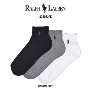 POLO RALPH LAUREN(ポロ ラルフローレン)メンズ ショート ソックス  3足セット 男性用靴下 824032PK
