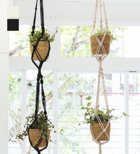 Macrame Hanging Pot Double Natural Black WITH
