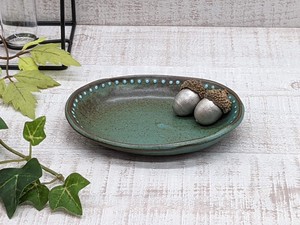 小皿 小付 和陶器 和モダン /楕円小皿　ブロンズマット