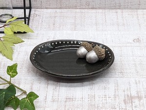 小皿 小付 和陶器 和モダン /楕円小皿　青渋釉