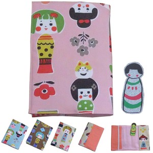 Kokeshi Girl Book Cover Kokeshi Bookmark Attached made 2 Japanese Pattern