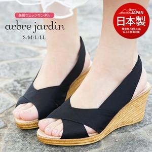 Made in Japan Light-Weight Ladies Blackstrap Thick-soled Wedged Sandal