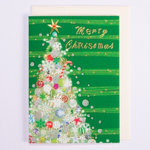 クリスマスミニカード ■クリスマスツリー柄 ■箔押し、エンボス加工■輸入品