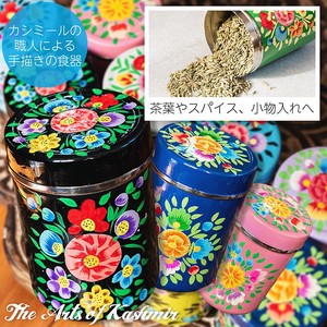 Hand-Painted Meal Paint Case Tea Caddy Spices Case Retro Taste Pattern Width 6 3 cm