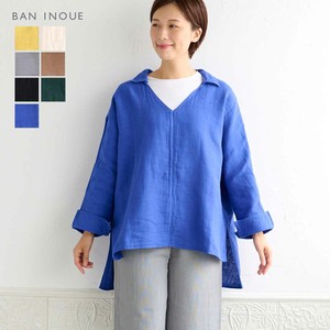 Button Shirt/Blouse Long Sleeves Kaya-cloth V-Neck Tops Autumn/Winter 2023 Made in Japan