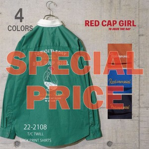 【SPECIAL PRICE】REC CAP GIRL T/Cツイル バックプリント"HANG TAG GIRL" 長袖シャツ