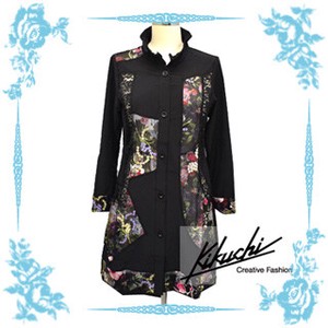 Vivid Solid Flower Embroidery Flower Embroidery Switching Jacket