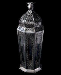 【40cm】モロッコスタイル　スタンド型LEDキャンドルランタン【ロウソク風LEDキャンドル付き】