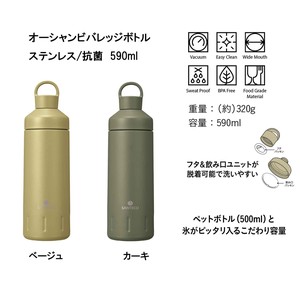 Bottle Water Flask 590 ml Christmas Gift Ocean Stainless Antibacterial [CB Japan]
