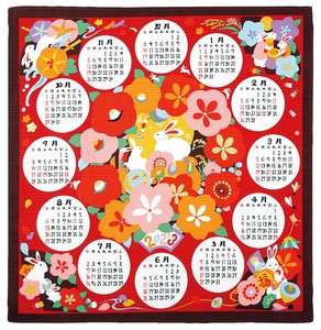 Zodiac "Furoshiki" Japanese Traditional Wrapping Cloth Calendar 2 3 Calendar Red