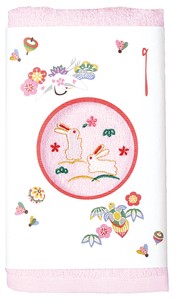 Zodiac Embroidery Face Towel Rabbit Pink