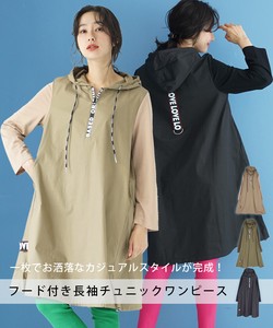 Cotton 100% Long Sleeve With Hood Tunic One-piece Dress 4 6 4 2