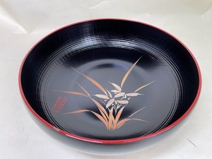 R48-41　鉢　黒塗　竹　Bowl, black lacquered bamboo　【半額蔵ざらえ大処分】