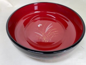 R48-43　鉢　朱塗　武蔵野　大　Bowl, Musashino, large　【半額蔵ざらえ大処分】