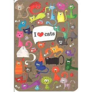■輸入ポストカード★I　LOVE　cat（きらきらラメグリッター付）