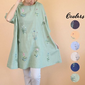 ■新色追加■売れ筋■2023新作■フラワー刺繍麻混OP■