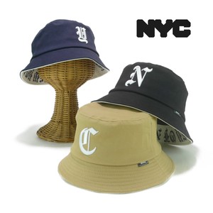 【年間品】NYCライセンスアルファベット刺繍バケットハット　ヤング帽子