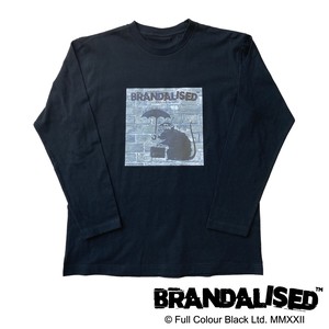 【 BRANDALISED ロングスリーブTシャツ 】　"umbrella rat"　ブラック ロンT キッズ メンズ レディース