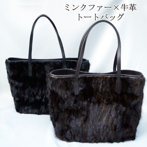Mink Fur Cow Leather Tote Bag Real Fur Genuine Leather Cow Leather Bag Ladies 2
