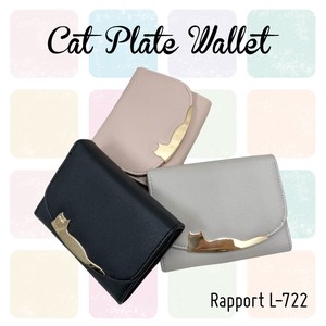 猫シルエットプレート 札入れ  婦人財布