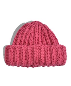 Beanie Pink Ribbed Knit