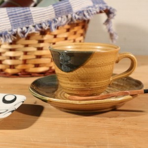 美浓烧 茶杯盘组/杯碟套装 陶器 黄色 日本制造