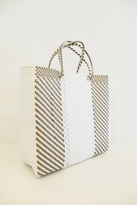 【再入荷】メルカドバッグ・STRIPE・WHITE X GOLD（L）