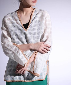 Button Shirt/Blouse Yarn-dyed Checked Pattern