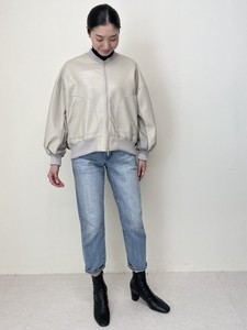 Frill Synthetic Leather Blouson