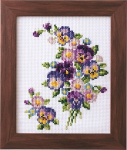 COSMO Cross Stitch Kits Of Seasonal Flower Arrangement Pansies And Daisies